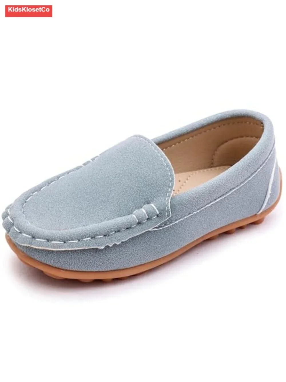 Boys Faux Suede Mocc Slip-On Dress Shoes TPR Sole